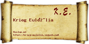 Krieg Eulália névjegykártya